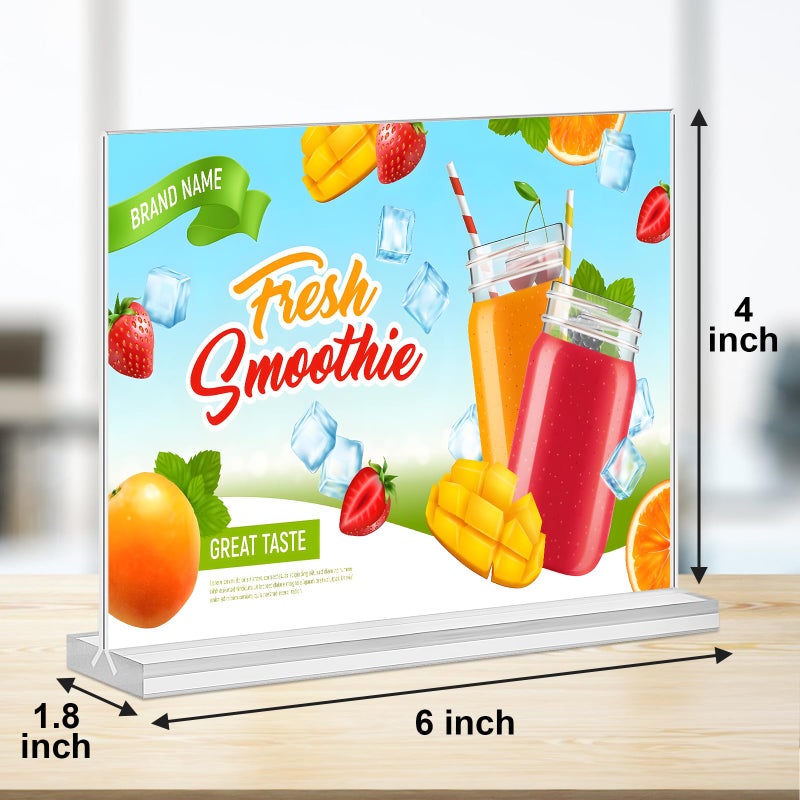DunGu Acrylic Sign Holder 6x4,6 Pack Clear Sign Holder Double Sided Table Menu Horizontal Desktop Display Stand Paper Flyer Holder Tabletop Sign Holder Suitable for Restaurants, Office, Store, Hotels - Image 3